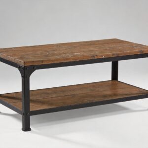 Industrial Coffee Table With Metal Frame