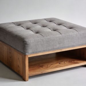 Upholstered Coffee Table/Ottoman with Lower Storage Shelf
