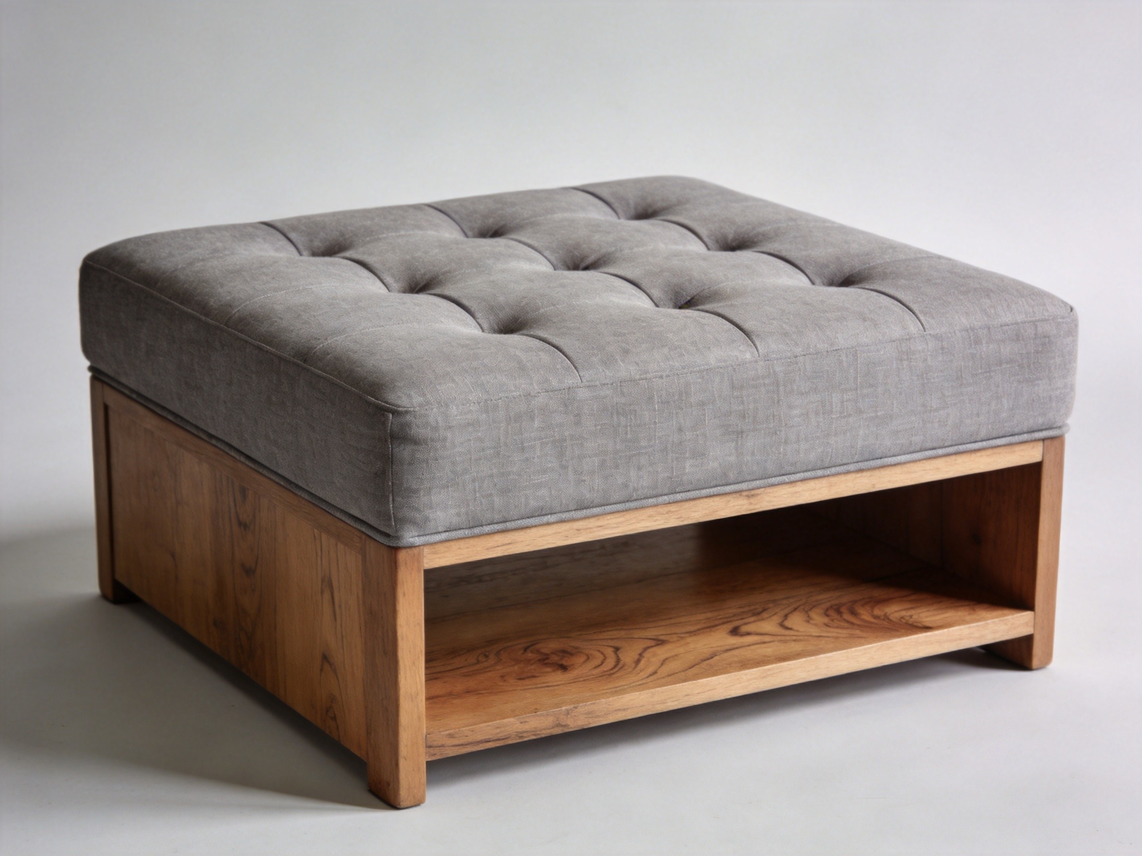 Upholstered Coffee Table/Ottoman with Lower Storage Shelf